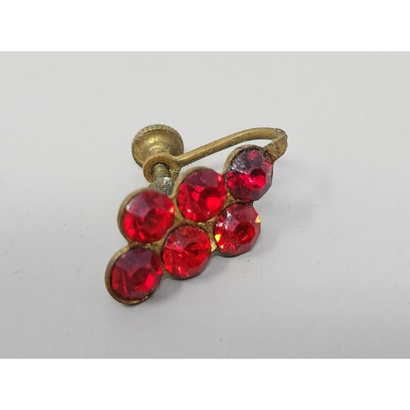 Vintage Screw On Earrings Lucite Rose Celluloid Flower Milk Glass‎ Red Glass - Picture 5 of 6